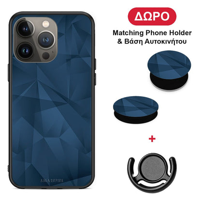 Geometric Blue Abstract - iPhone 13 Pro Max θήκη + Δώρο Phone Holder & Βάση Αυτοκινήτου