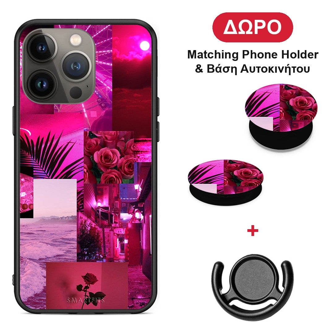 Collage Red Roses - iPhone 13 Pro Max θήκη + Δώρο Phone Holder & Βάση Αυτοκινήτου