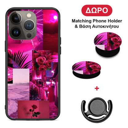 Collage Red Roses - iPhone 13 Pro Max θήκη + Δώρο Phone Holder & Βάση Αυτοκινήτου