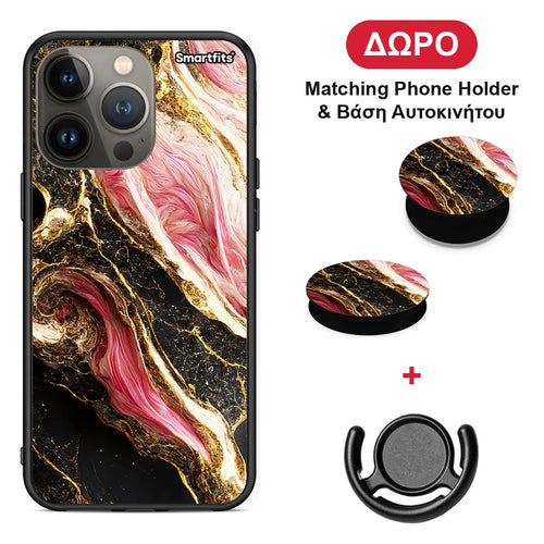 Glamorous Pink Marble - iPhone 13 Pro Max θήκη + Δώρο Phone Holder & Βάση Αυτοκινήτου