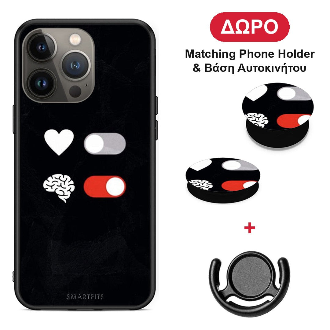 Heart Vs Brain - iPhone 13 Pro Max θήκη + Δώρο Phone Holder & Βάση Αυτοκινήτου
