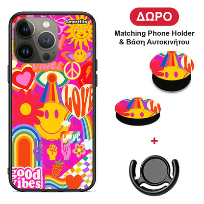 Hippie Love - iPhone 13 Pro Max θήκη + Δώρο Phone Holder & Βάση Αυτοκινήτου