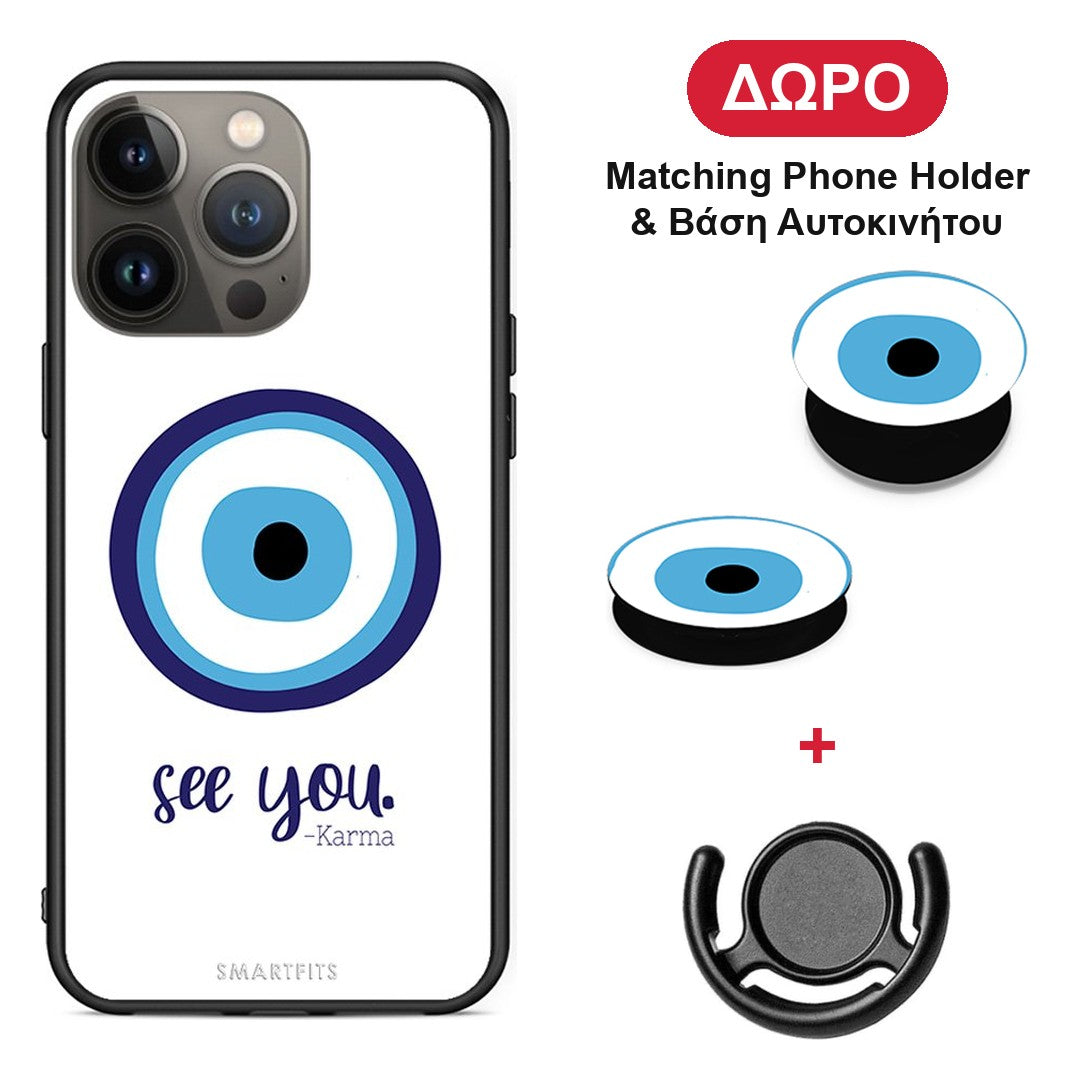 Karma Says - iPhone 13 Pro Max θήκη + Δώρο Phone Holder & Βάση Αυτοκινήτου