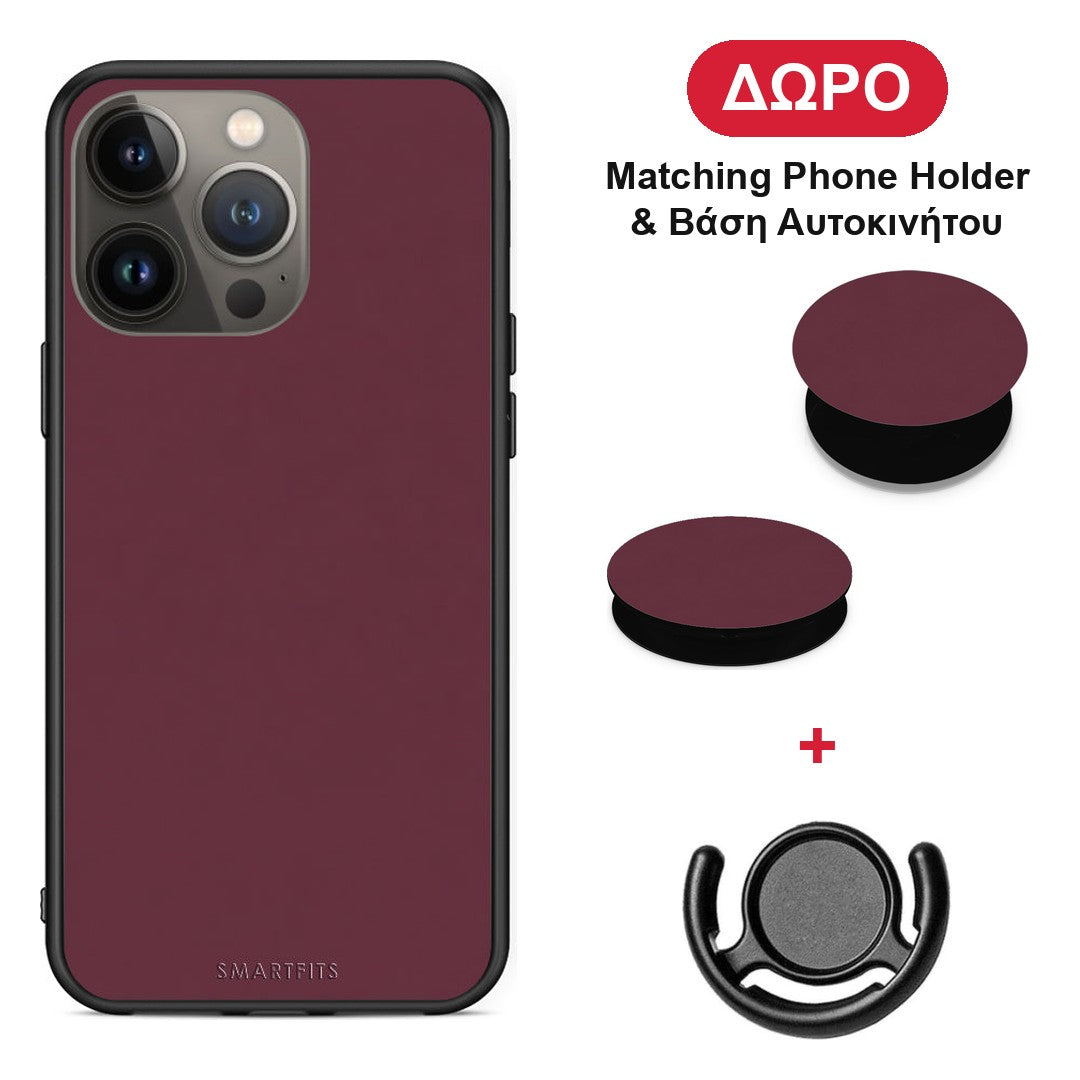 Muted Burgundy - iPhone 13 Pro Max θήκη + Δώρο Phone Holder & Βάση Αυτοκινήτου