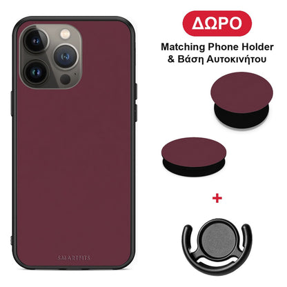 Muted Burgundy - iPhone 13 Pro Max θήκη + Δώρο Phone Holder & Βάση Αυτοκινήτου