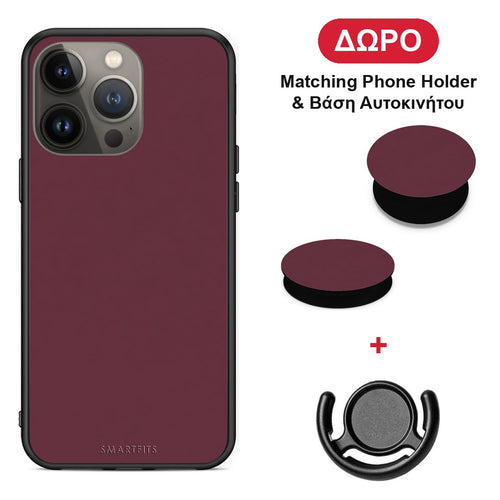 Muted Burgundy - iPhone 13 Pro Max θήκη + Δώρο Phone Holder & Βάση Αυτοκινήτου