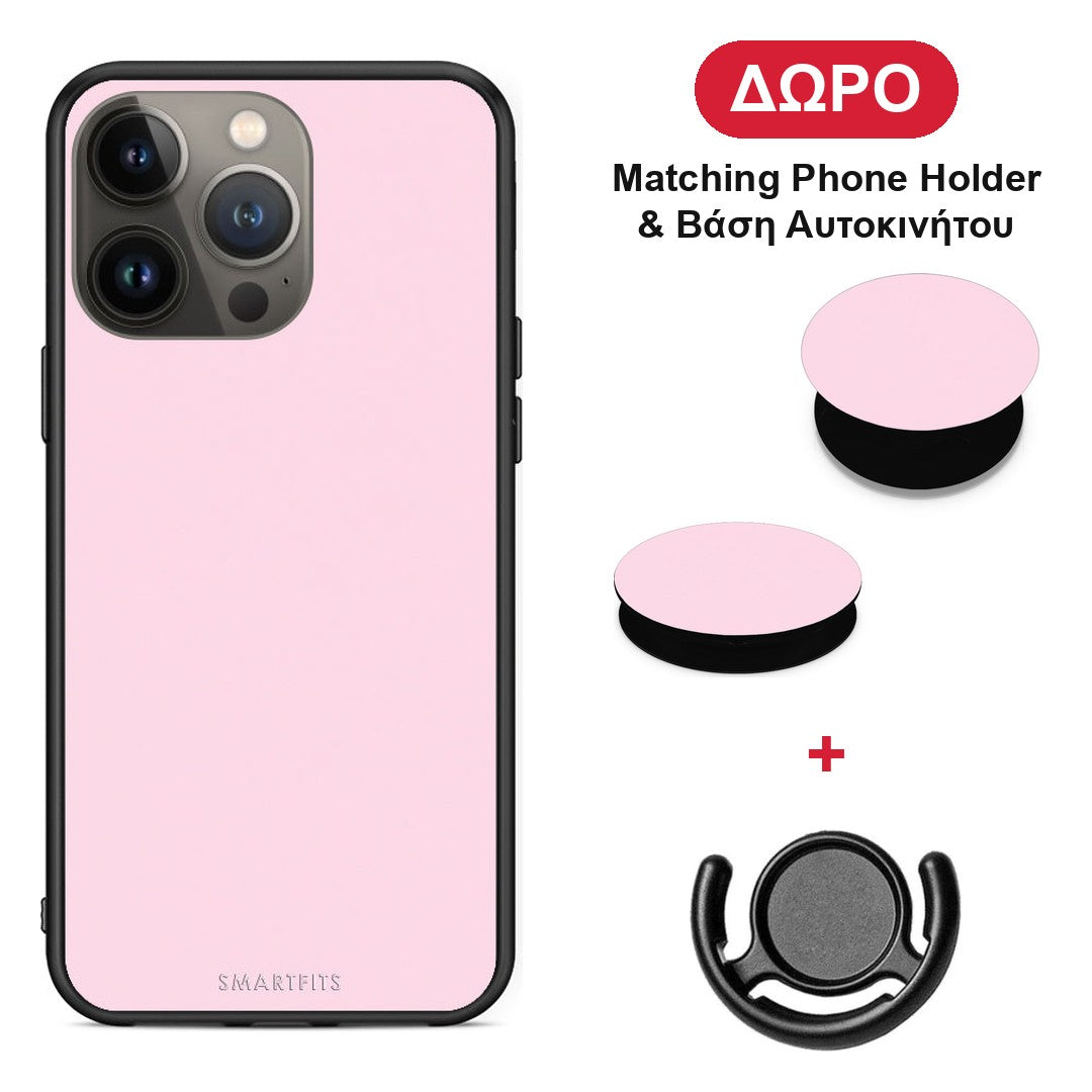 Pale Pink - iPhone 13 Pro Max θήκη + Δώρο Phone Holder & Βάση Αυτοκινήτου