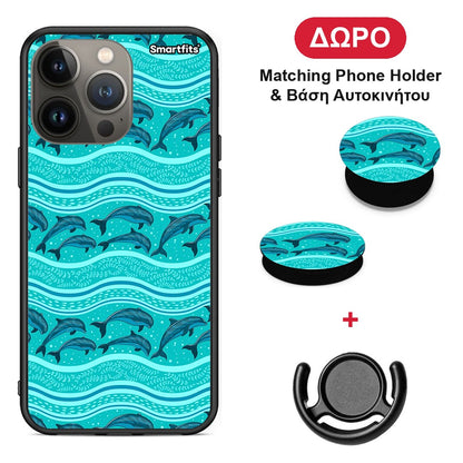 Swimming Dolphins - iPhone 13 Pro Max θήκη + Δώρο Phone Holder & Βάση Αυτοκινήτου