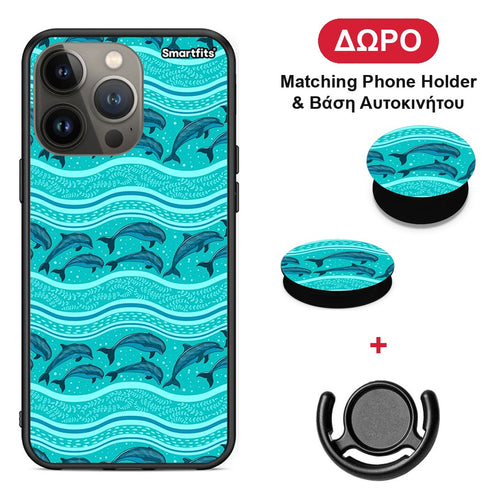 Swimming Dolphins - iPhone 13 Pro Max θήκη + Δώρο Phone Holder & Βάση Αυτοκινήτου
