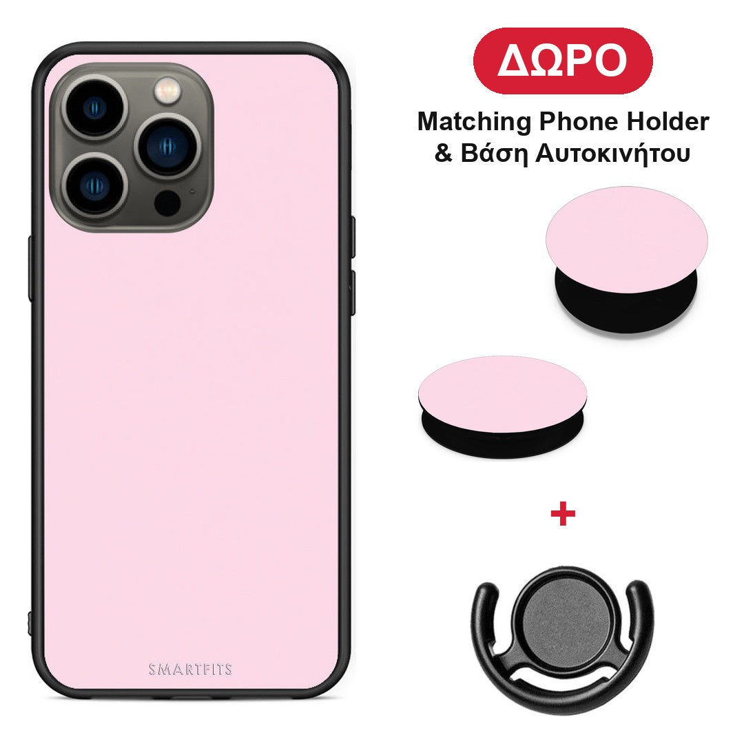 Pale Pink - iPhone 13 Pro θήκη + Δώρο Phone Holder & Βάση Αυτοκινήτου