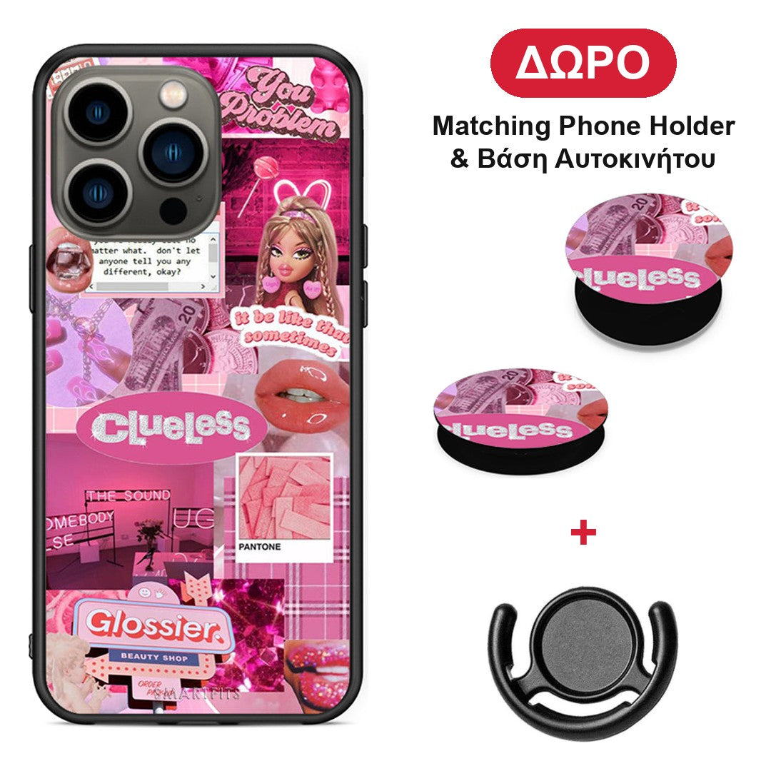 Pink Love - iPhone 13 Pro θήκη + Δώρο Phone Holder & Βάση Αυτοκινήτου