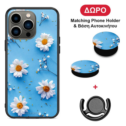 Real Daisies - iPhone 13 Pro θήκη + Δώρο Phone Holder & Βάση Αυτοκινήτου
