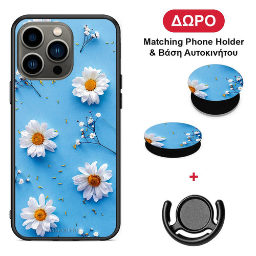 Real Daisies - iPhone 13 Pro θήκη + Δώρο Phone Holder & Βάση Αυτοκινήτου