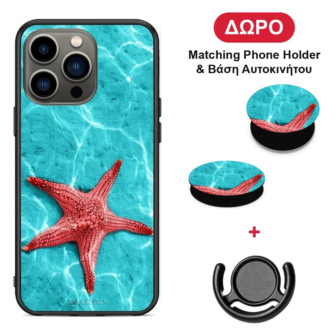 Red Starfish - iPhone 13 Pro θήκη + Δώρο Phone Holder & Βάση Αυτοκινήτου