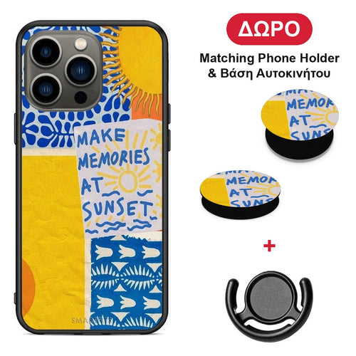 Sunset Memories - iPhone 13 Pro θήκη + Δώρο Phone Holder & Βάση Αυτοκινήτου