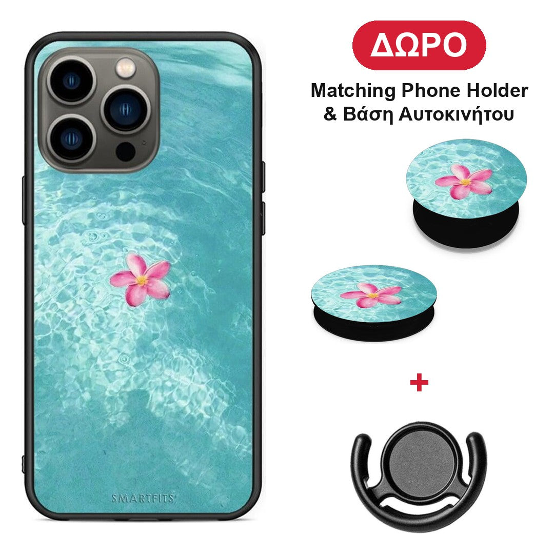 Water Flower - iPhone 13 Pro θήκη + Δώρο Phone Holder & Βάση Αυτοκινήτου