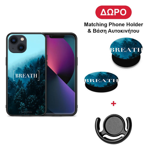 Quote Breath - iPhone 13 θήκη + Δώρο Phone Holder & Βάση Αυτοκινήτου