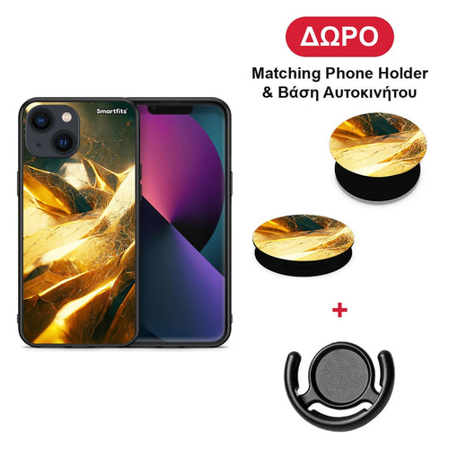 Real Gold - iPhone 13 θήκη + Δώρο Phone Holder & Βάση Αυτοκινήτου