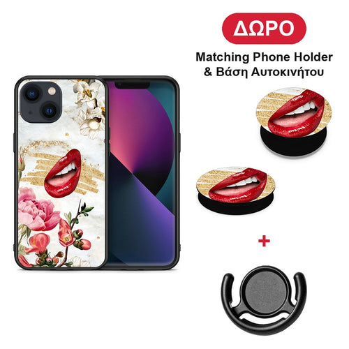 Red Lips - iPhone 13 θήκη + Δώρο Phone Holder & Βάση Αυτοκινήτου