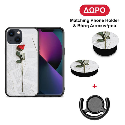 Red Rose - iPhone 13 θήκη + Δώρο Phone Holder & Βάση Αυτοκινήτου