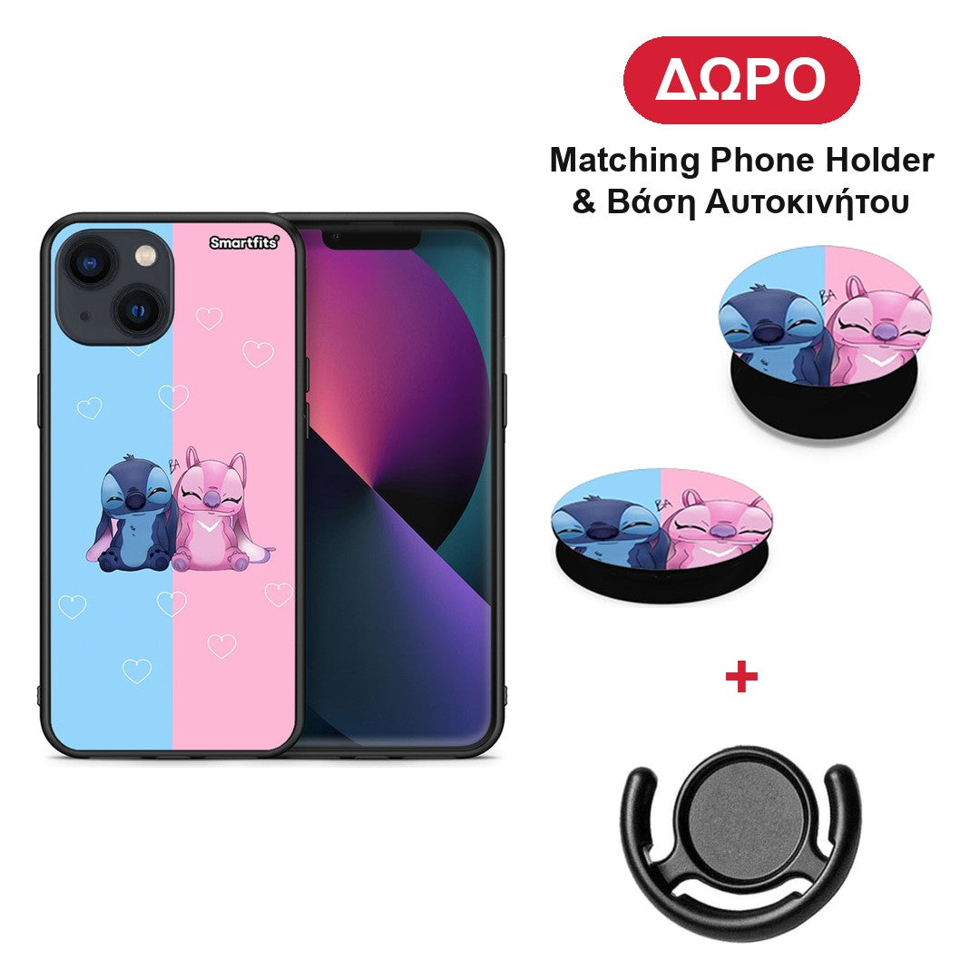 Stitch And Angel - iPhone 13 θήκη + Δώρο Phone Holder & Βάση Αυτοκινήτου