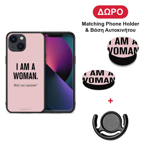 Superpower Woman - iPhone 13 θήκη + Δώρο Phone Holder & Βάση Αυτοκινήτου