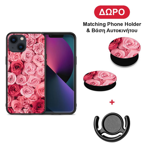 Valentine RoseGarden - iPhone 13 θήκη + Δώρο Phone Holder & Βάση Αυτοκινήτου