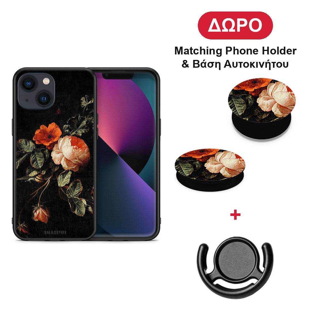 Vintage Roses - iPhone 13 θήκη + Δώρο Phone Holder & Βάση Αυτοκινήτου