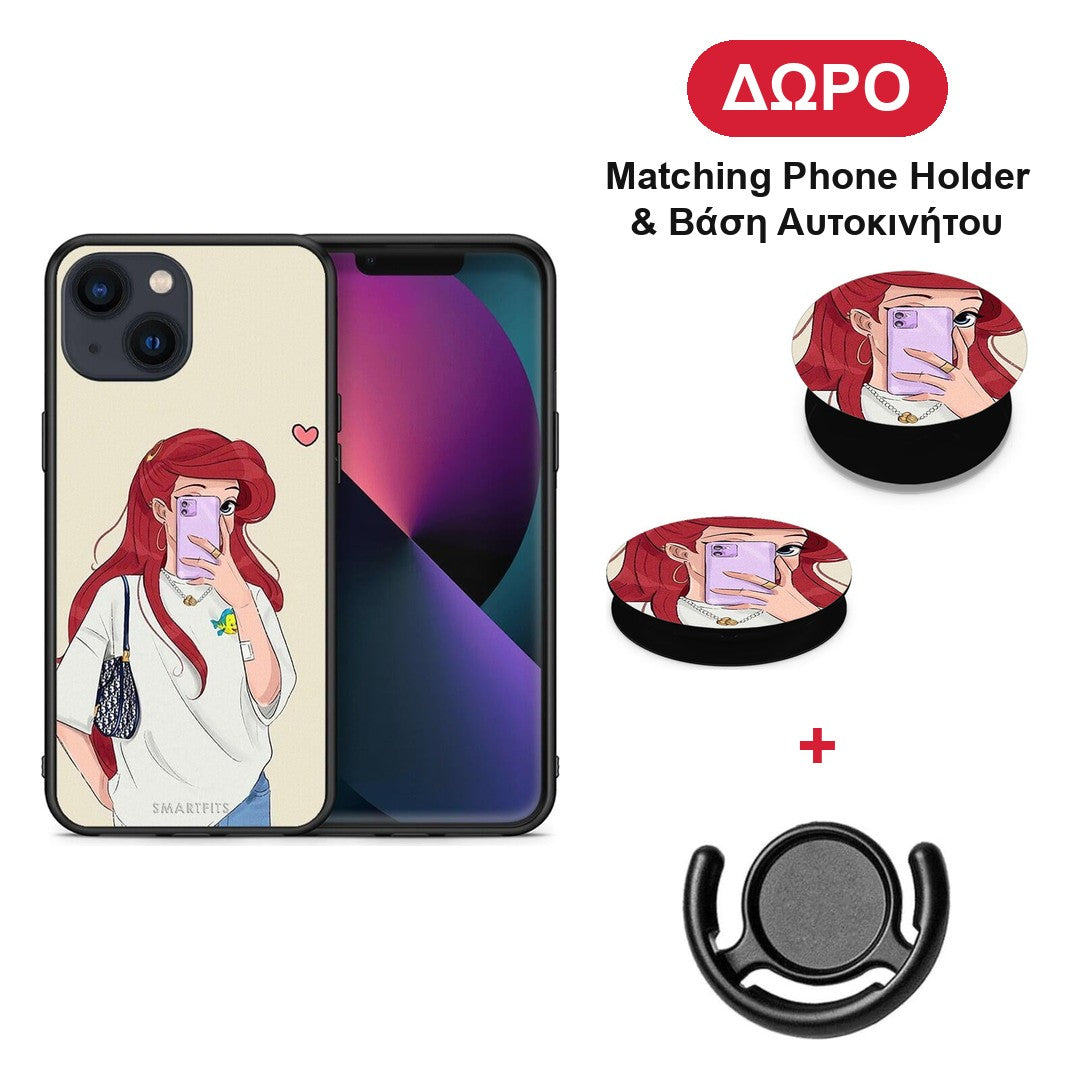 Walking Mermaid - iPhone 13 θήκη + Δώρο Phone Holder & Βάση Αυτοκινήτου