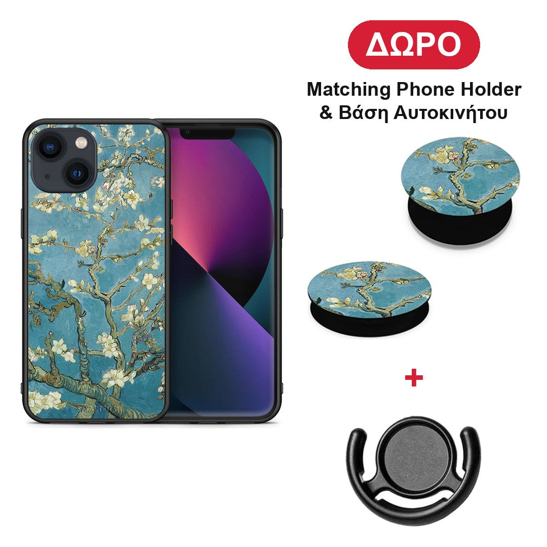 White Blossoms - iPhone 13 θήκη + Δώρο Phone Holder & Βάση Αυτοκινήτου