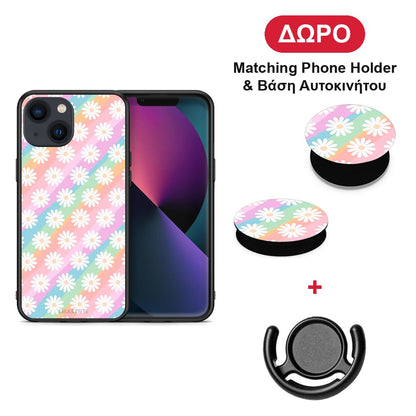 White Daisies - iPhone 13 θήκη + Δώρο Phone Holder & Βάση Αυτοκινήτου