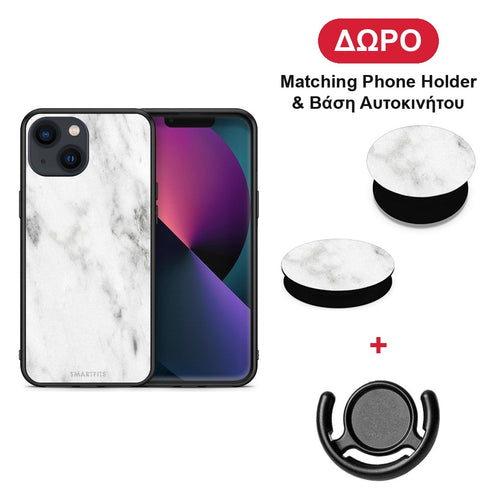 Marble White - iPhone 13 θήκη + Δώρο Phone Holder & Βάση Αυτοκινήτου