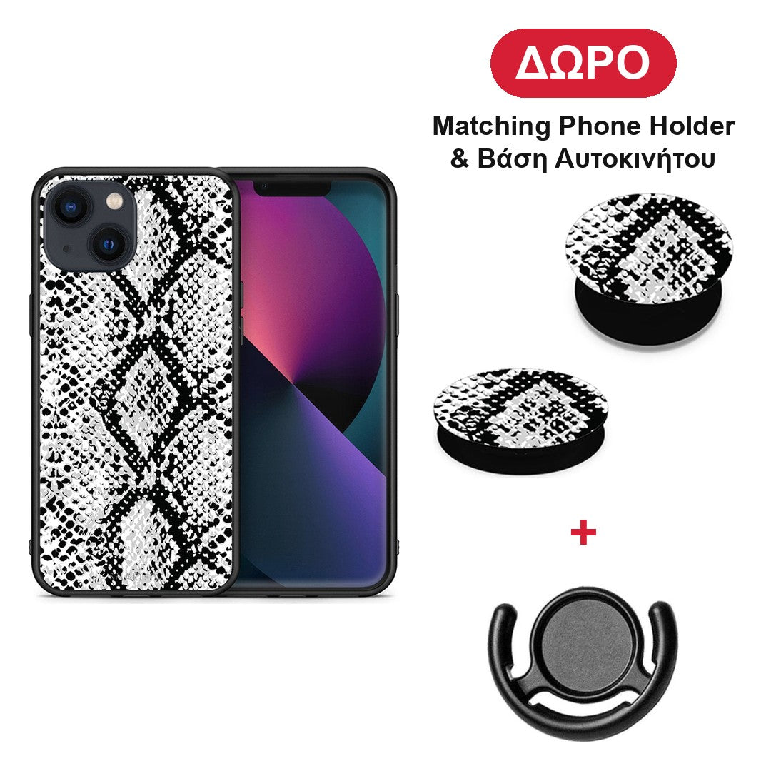 Animal White Snake - iPhone 13 θήκη + Δώρο Phone Holder & Βάση Αυτοκινήτου