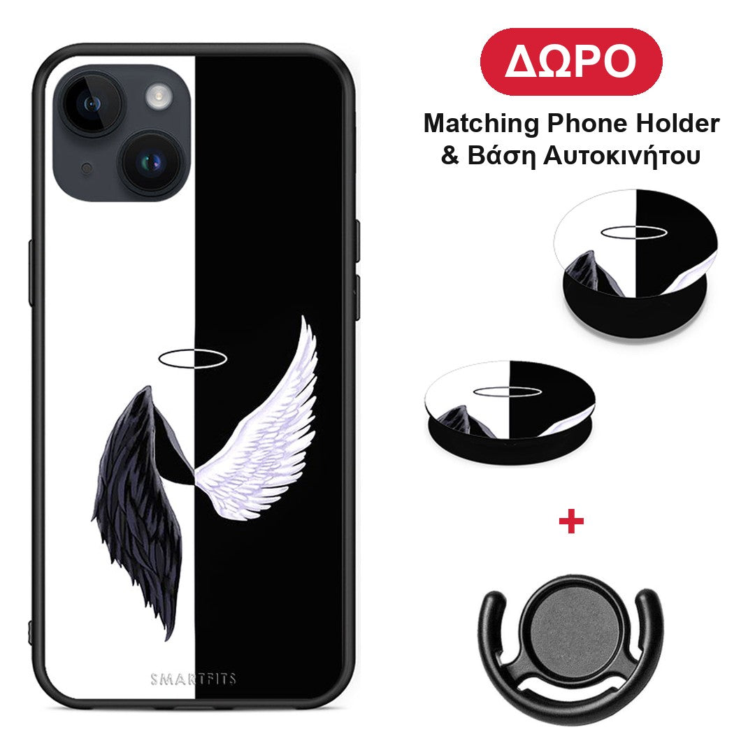 Angels Demons - iPhone 14 θήκη + Δώρο Phone Holder & Βάση Αυτοκινήτου