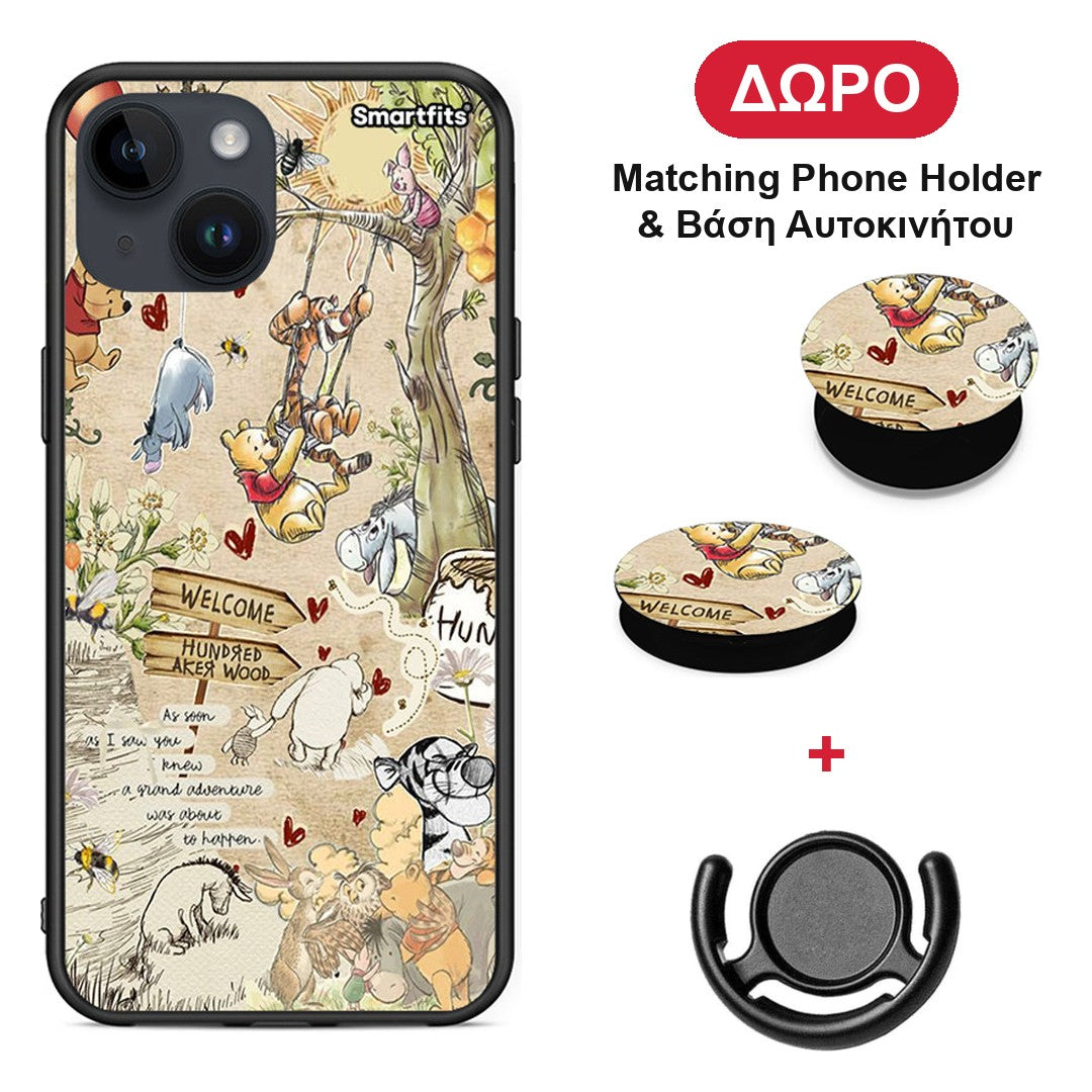 Happy Friends - iPhone 14 θήκη + Δώρο Phone Holder & Βάση Αυτοκινήτου