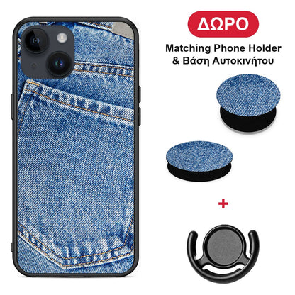 Jeans Pocket - iPhone 14 θήκη + Δώρο Phone Holder & Βάση Αυτοκινήτου