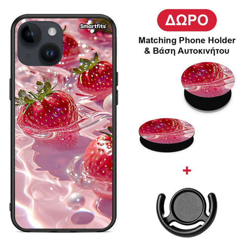 Juicy Strawberries - iPhone 14 θήκη + Δώρο Phone Holder & Βάση Αυτοκινήτου