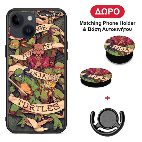Ninja Turtles - iPhone 14 θήκη + Δώρο Phone Holder & Βάση Αυτοκινήτου