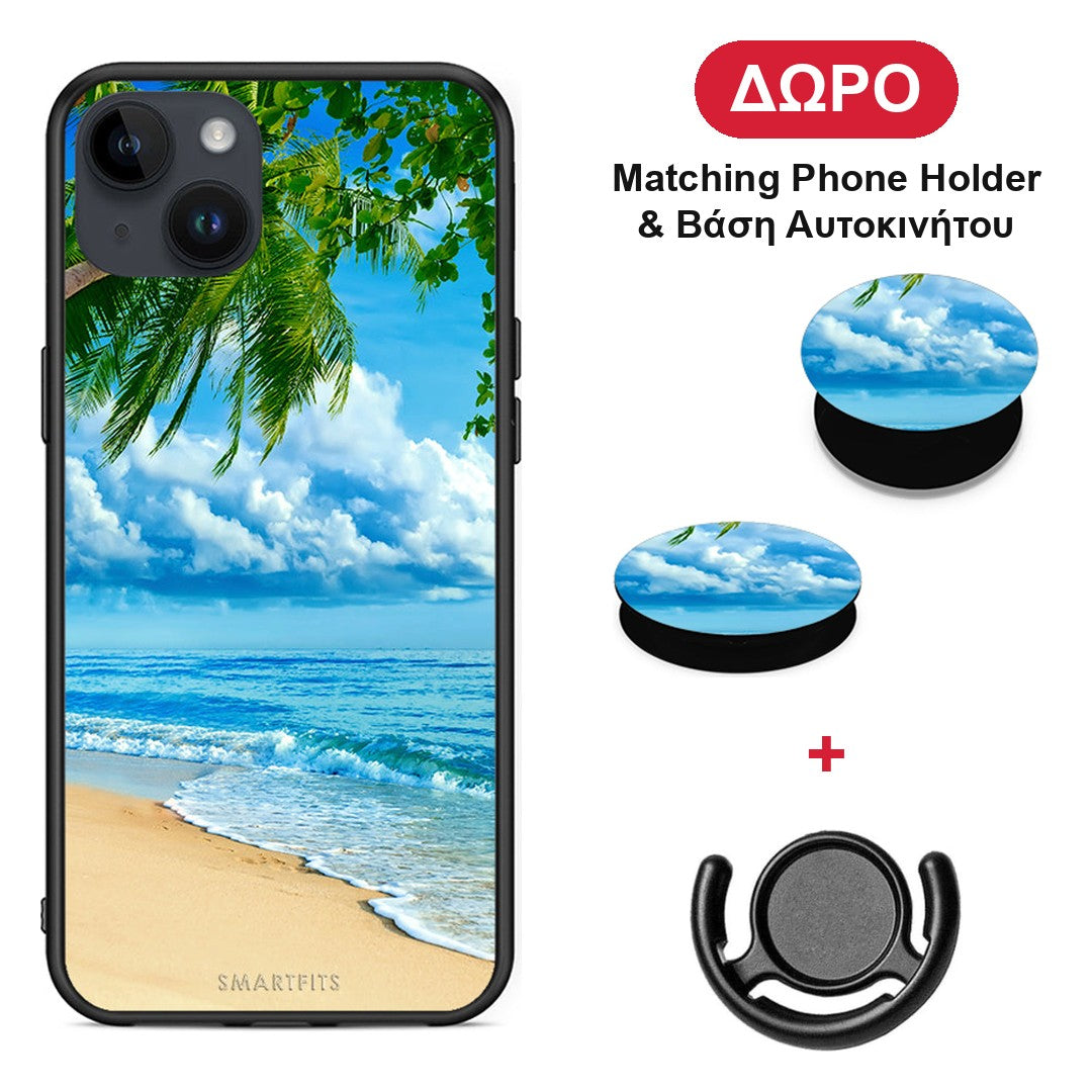 Beautiful Beach - iPhone 14 Plus θήκη + Δώρο Phone Holder & Βάση Αυτοκινήτου
