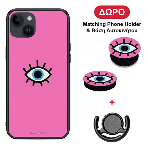 Blue Eye Pink - iPhone 14 Plus θήκη + Δώρο Phone Holder & Βάση Αυτοκινήτου