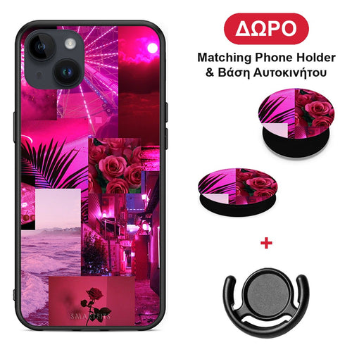 Collage Red Roses - iPhone 14 Plus θήκη + Δώρο Phone Holder & Βάση Αυτοκινήτου