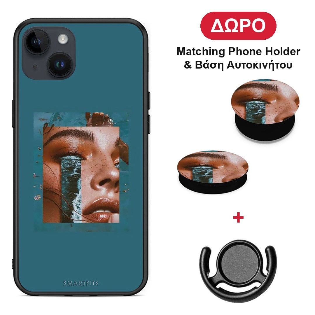 Cry An Ocean - iPhone 14 Plus θήκη + Δώρο Phone Holder & Βάση Αυτοκινήτου