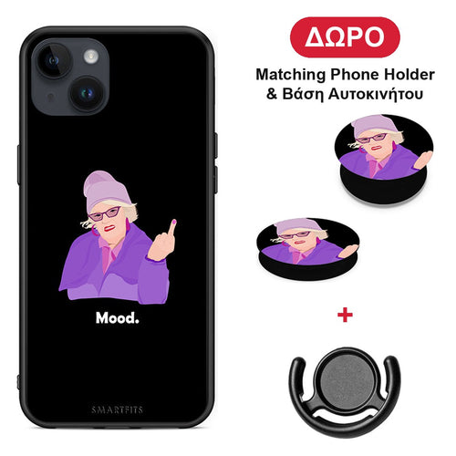 Grandma Mood Black - iPhone 14 Plus θήκη + Δώρο Phone Holder & Βάση Αυτοκινήτου