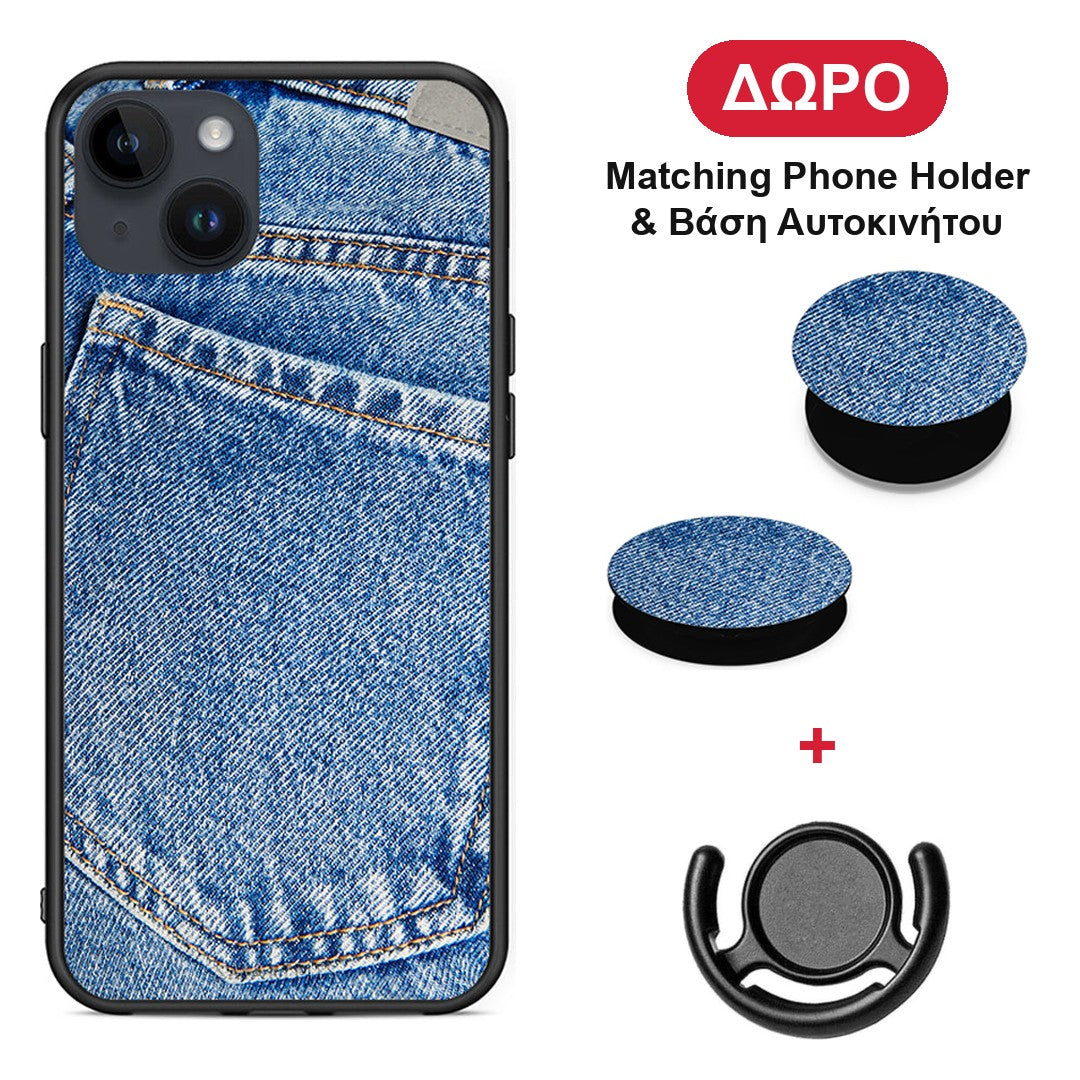 Jeans Pocket - iPhone 14 Plus θήκη + Δώρο Phone Holder & Βάση Αυτοκινήτου