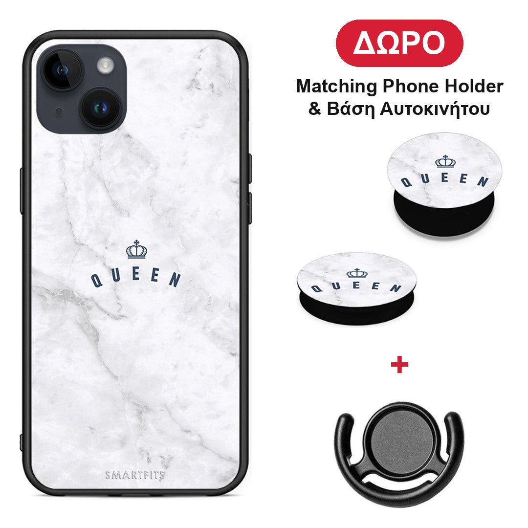 Marble Queen - iPhone 14 Plus θήκη + Δώρο Phone Holder & Βάση Αυτοκινήτου