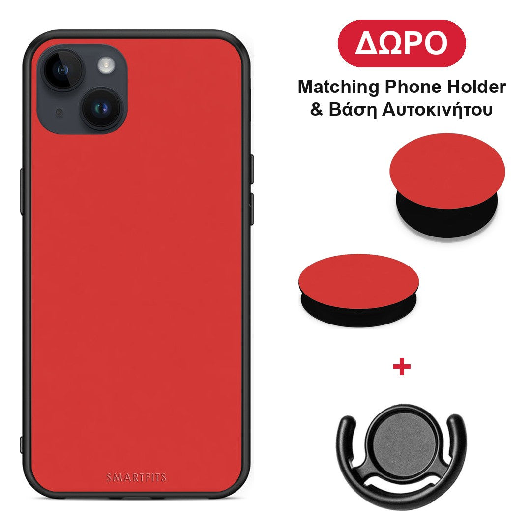 Poppy Red - iPhone 14 Plus θήκη + Δώρο Phone Holder & Βάση Αυτοκινήτου