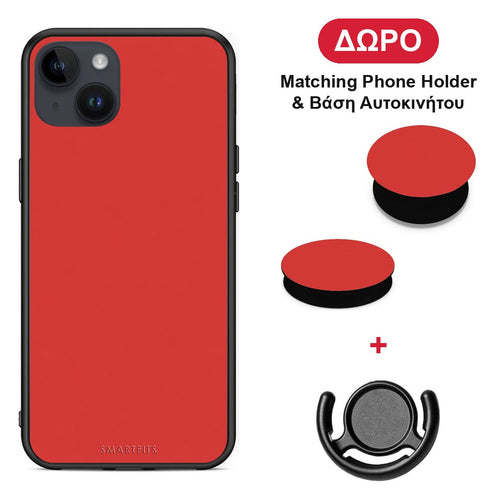 Poppy Red - iPhone 14 Plus θήκη + Δώρο Phone Holder & Βάση Αυτοκινήτου