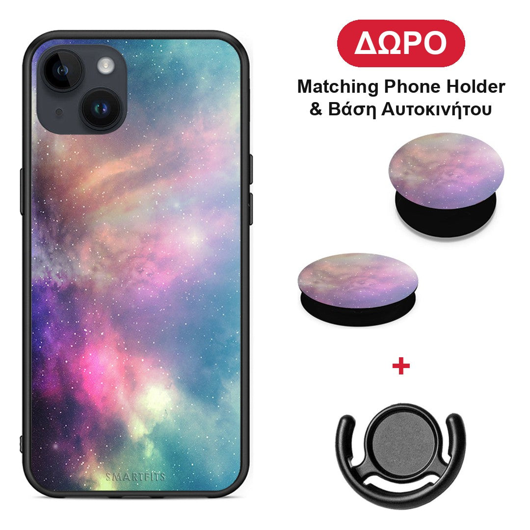 Galactic Rainbow - iPhone 14 Plus θήκη + Δώρο Phone Holder & Βάση Αυτοκινήτου