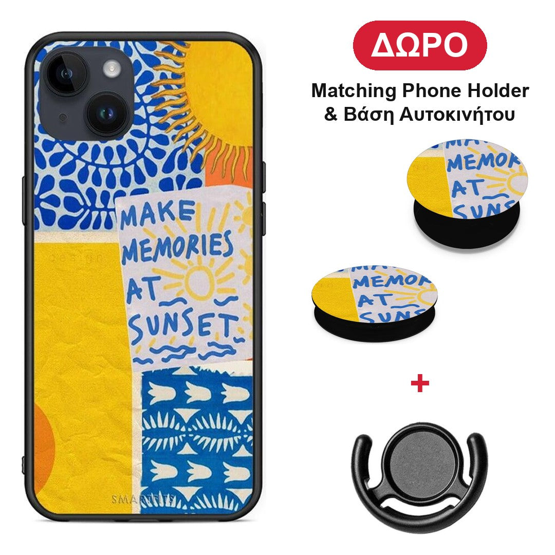 Sunset Memories - iPhone 14 Plus θήκη + Δώρο Phone Holder & Βάση Αυτοκινήτου