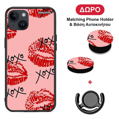 XOXO Lips - iPhone 14 Plus θήκη + Δώρο Phone Holder & Βάση Αυτοκινήτου